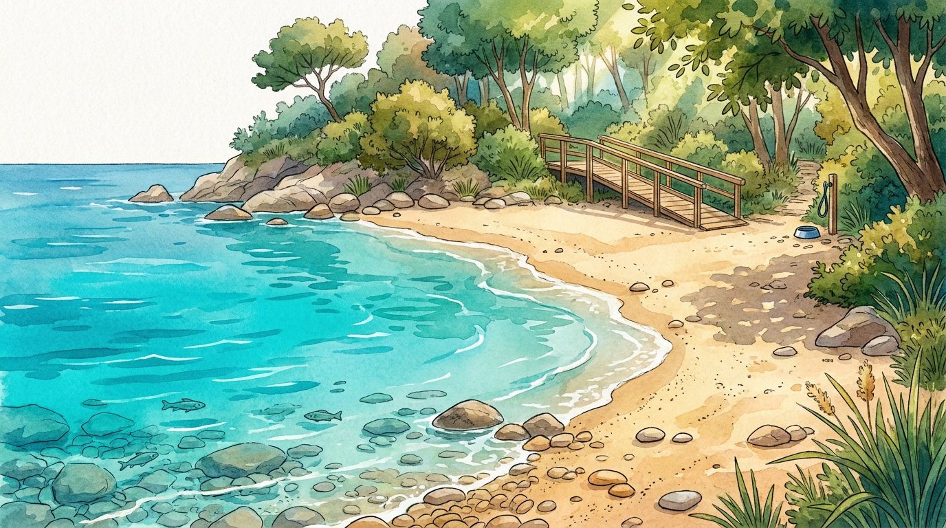Crique aux eaux turquoise et rivage sauvage au lac de Sainte-Croix