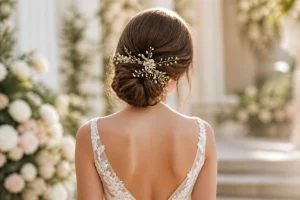 Chignon de mariee elegant avec bijou scintillant