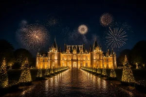 Chateau illumine pour le nouvel an