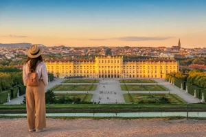 Chateau de schonbrunn au coucher du soleil