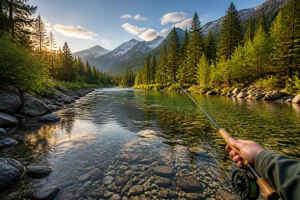 Peche a la mouche au lever du soleil