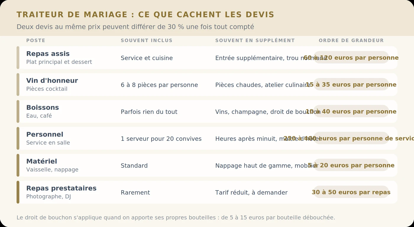 Traiteur de mariage : ce que cachent les devis