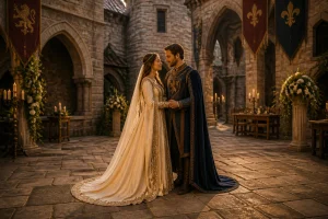 Mariage medieval romantique dans un chateau