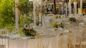 Tables de réception de mariage en plein air